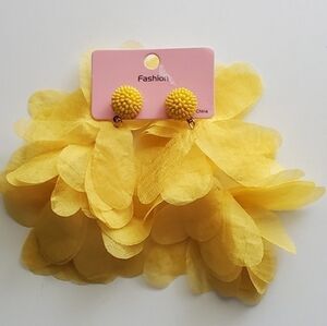 Yellow Chiffon Earrings - Whimsical